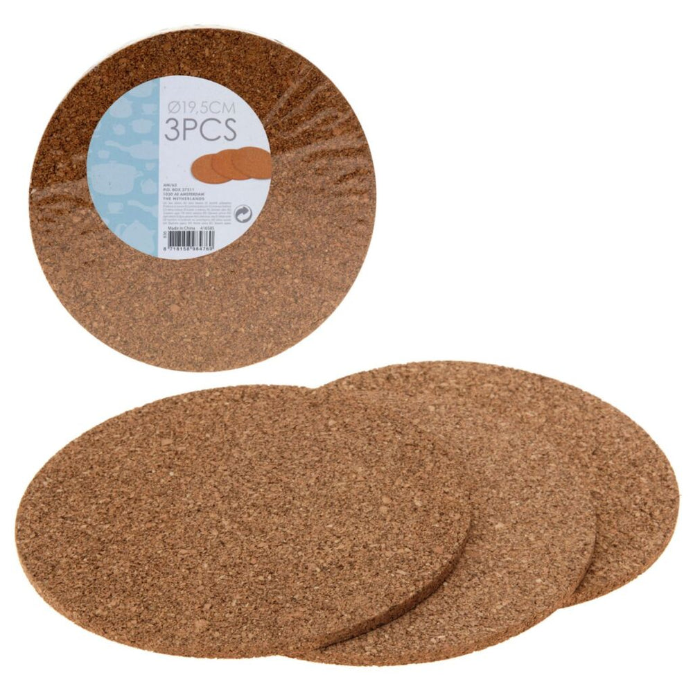 Basis kurkenpannenonderzetters 19,5x0,6 cm 3 stuks
