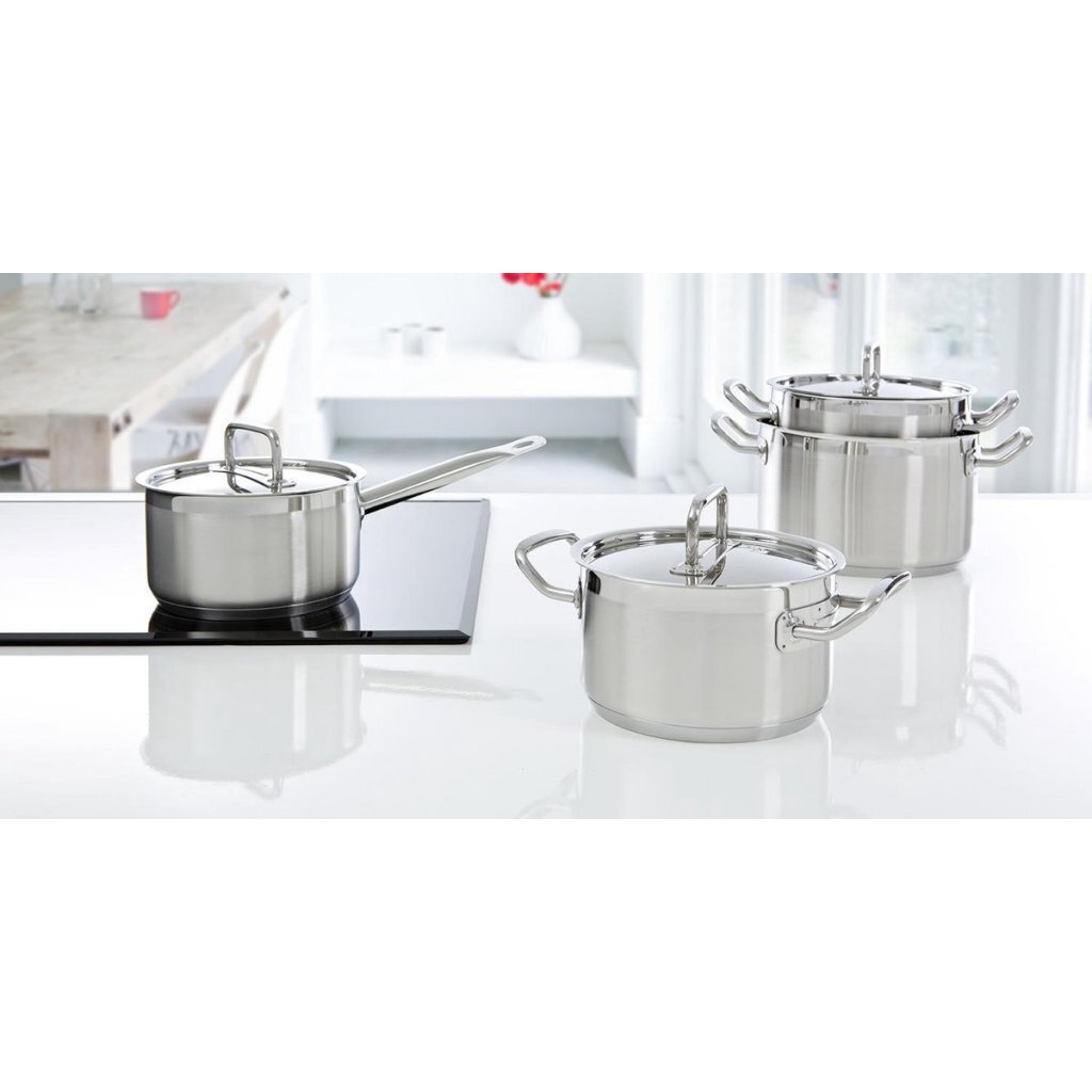 Bk precisiepannenset 4-delig RVS glas zilver