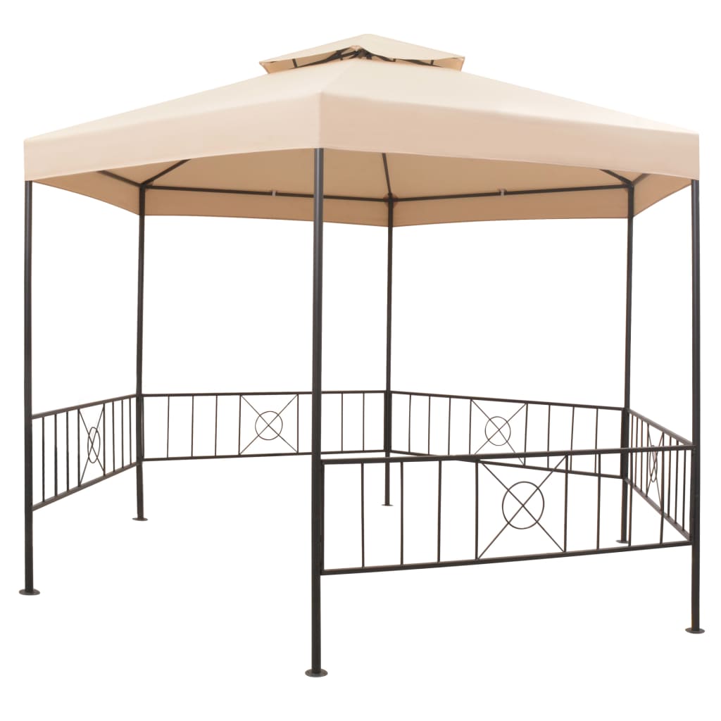 Vidaxl tuinprieel 323x265 cm zeshoekig beige
