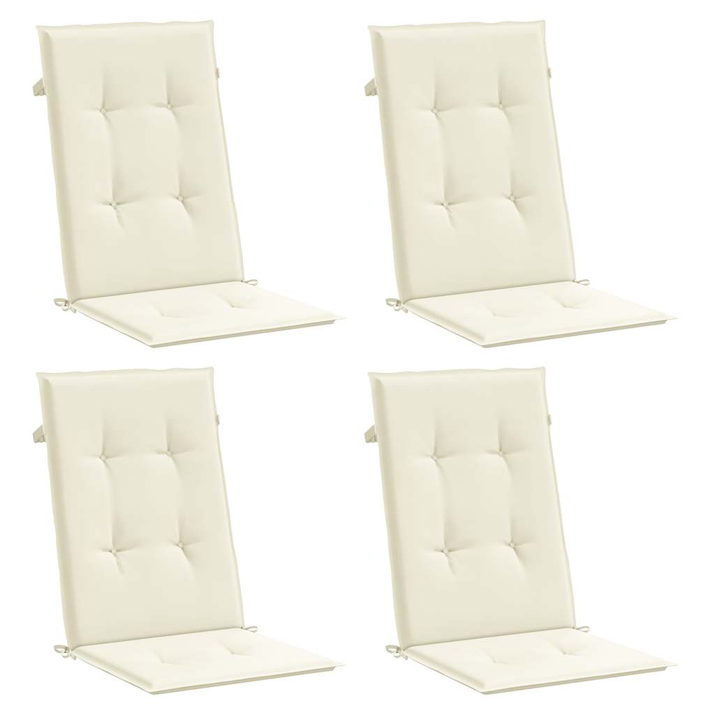 Vidaxl tuinstoelkussens 4 st hoge rug 120x50x2 cm stof crèmekleurig