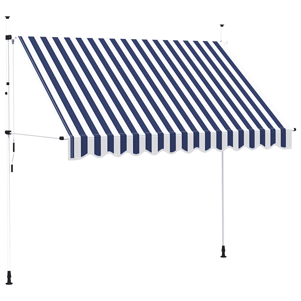 Vidaxl luifel handmatig uittrekbaar 300 cm blauw en witte strepen