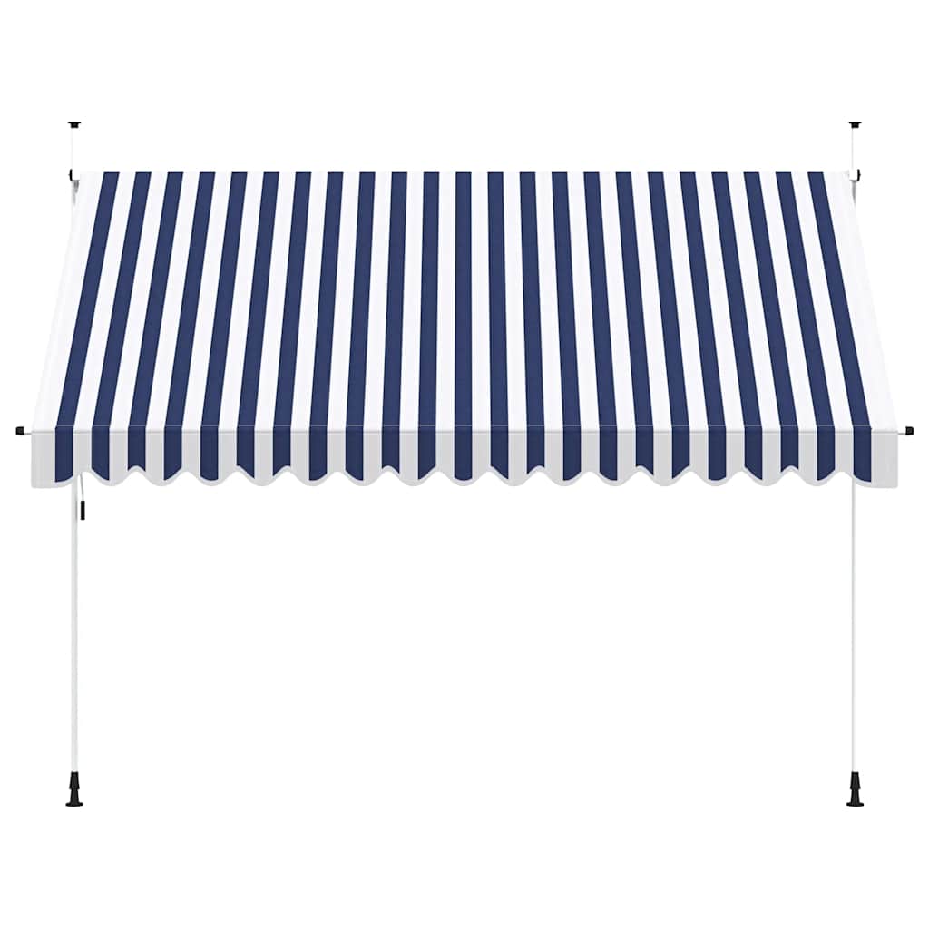 Vidaxl luifel handmatig uittrekbaar 350 cm blauw en witte strepen