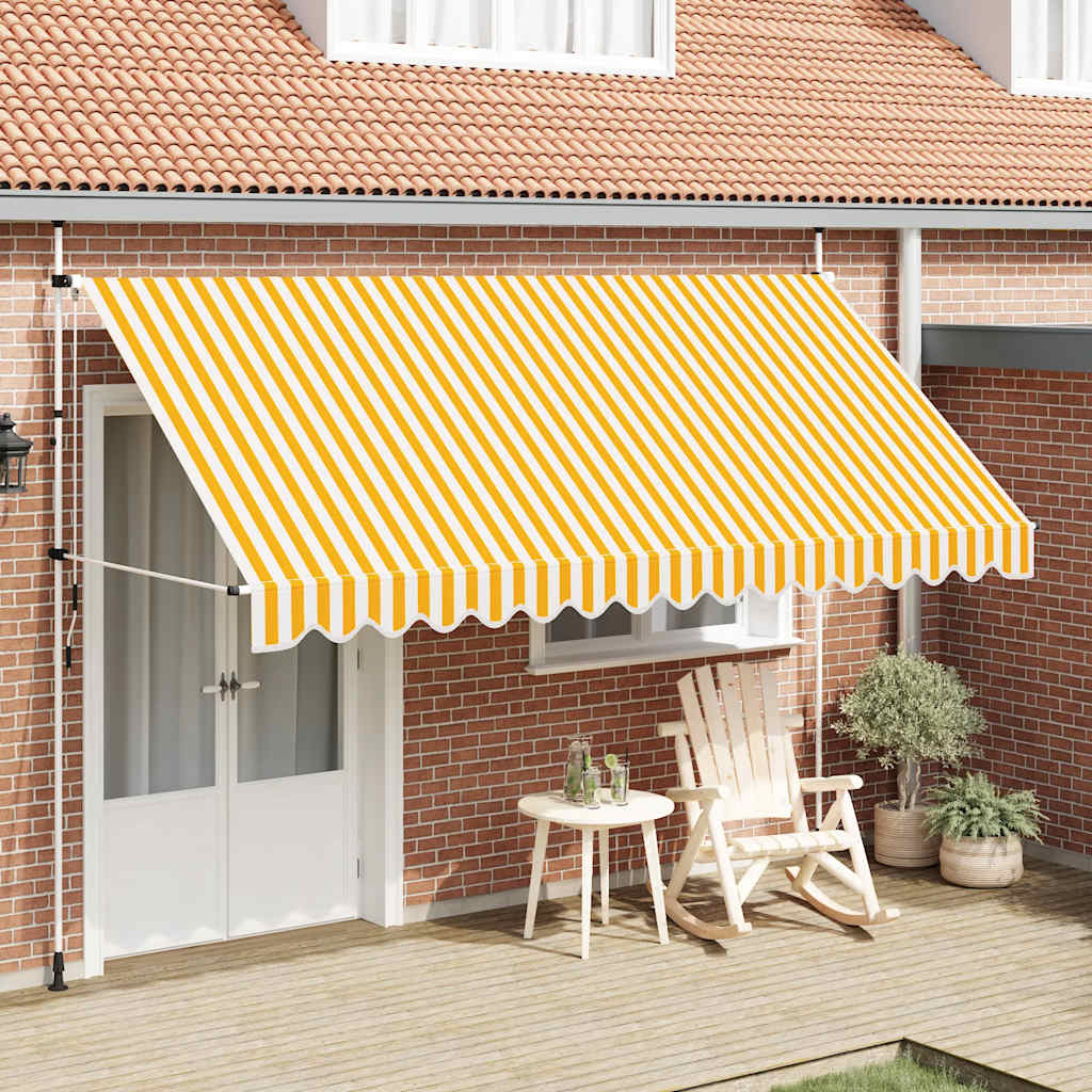 Vidaxl luifel handmatig uittrekbaar 400 cm oranje en witte strepen