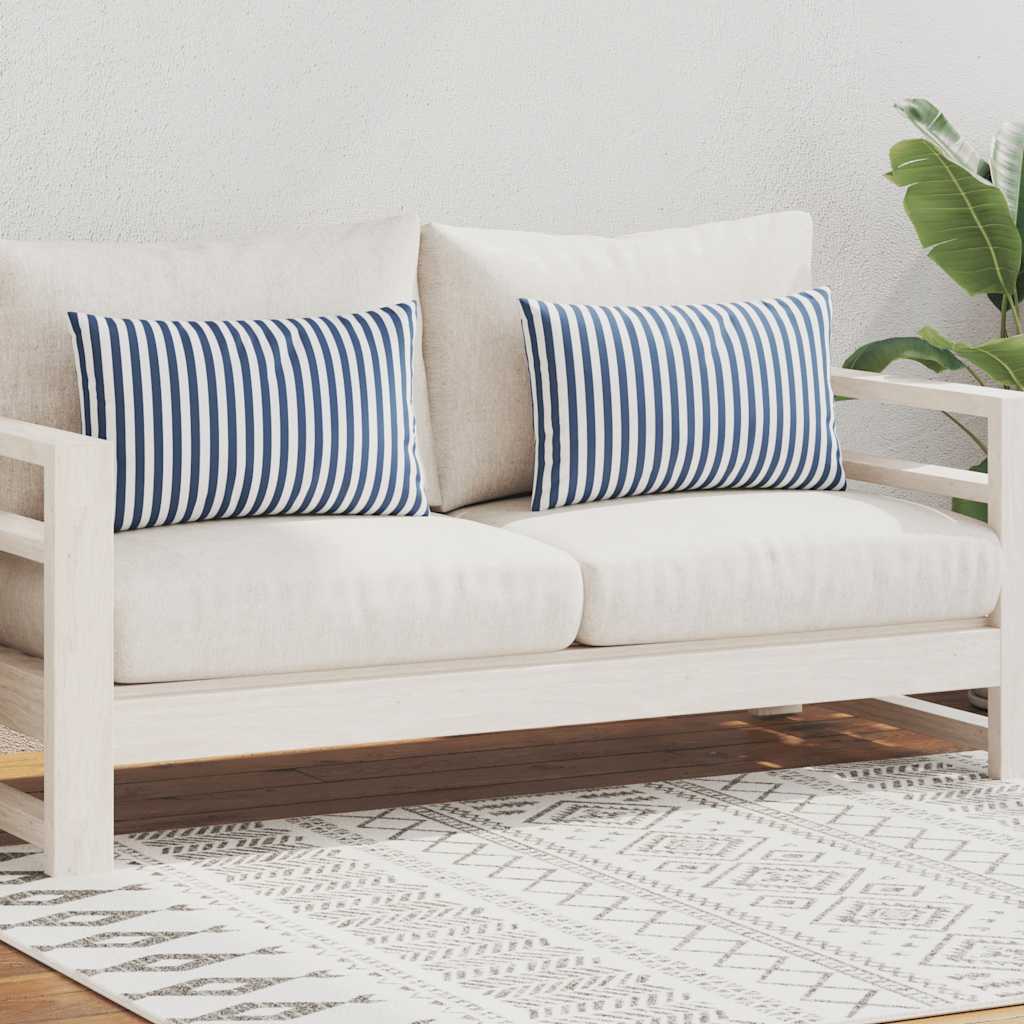 Vidaxl buitenkussens 60x40 cm gestreept marineblauw 2 st