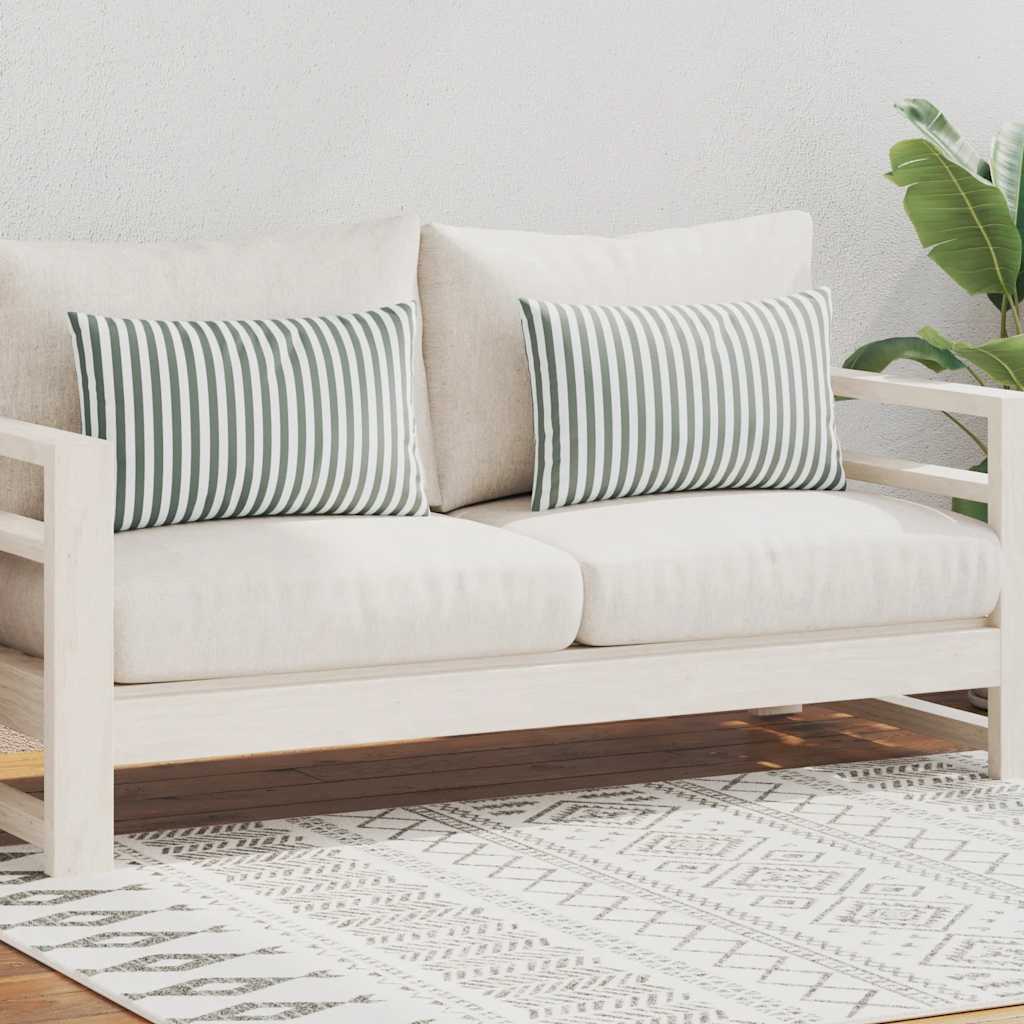 Vidaxl buitenkussens 60x40 cm gestreept grijs 2 st