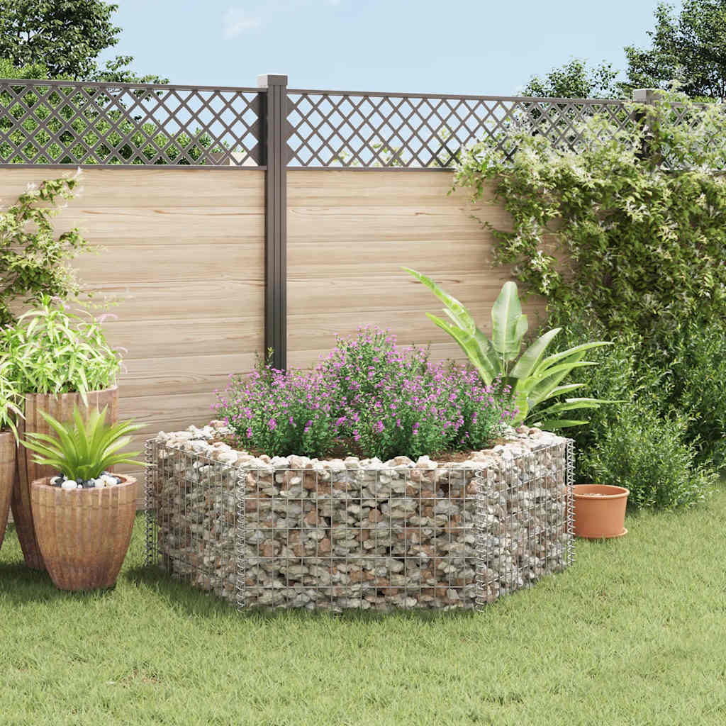 Vidaxl gabion plantenbak verhoogd zeshoekig 160x140x50 cm