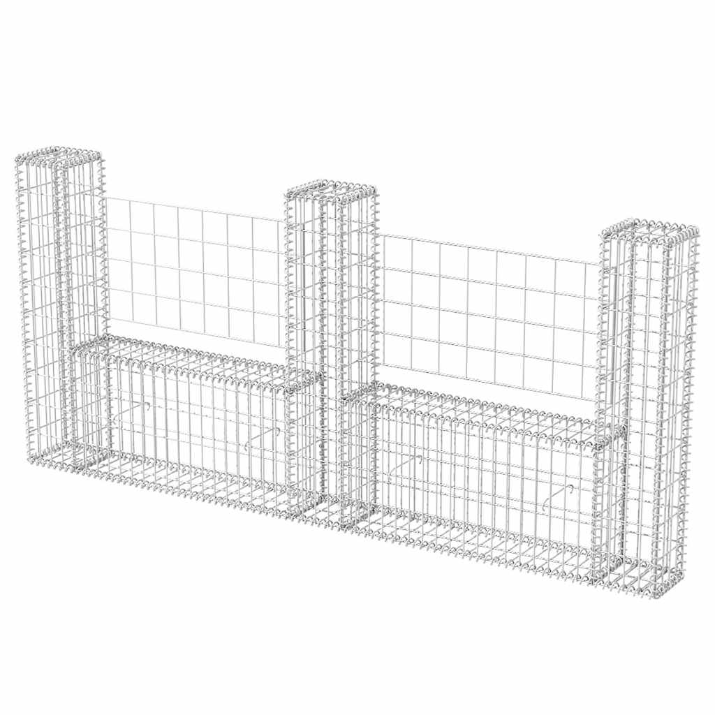 Vidaxl schanskorfmand u-vormig 240x20x100 cm staal