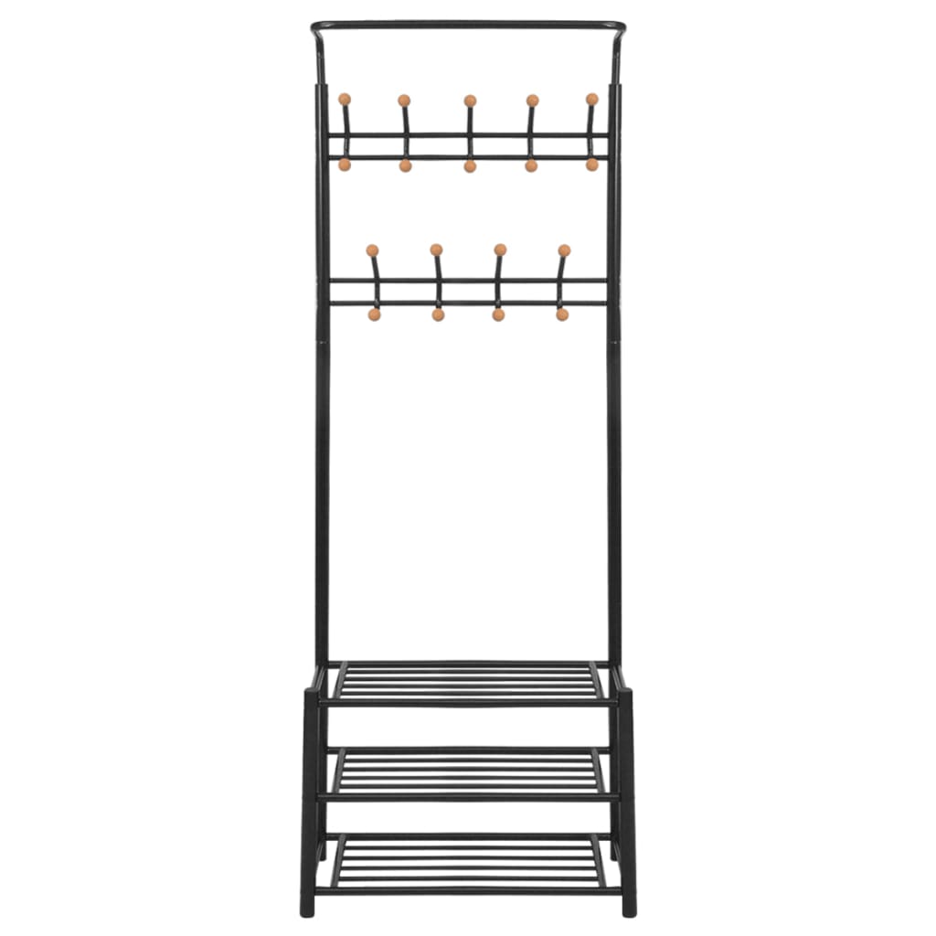Vidaxl kledingrek met schoenenopberger 68x32x182,5 cm zwart