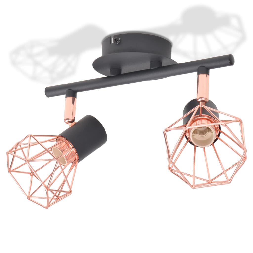 Vidaxl plafondlamp met 2 spots e14 zwart en koper
