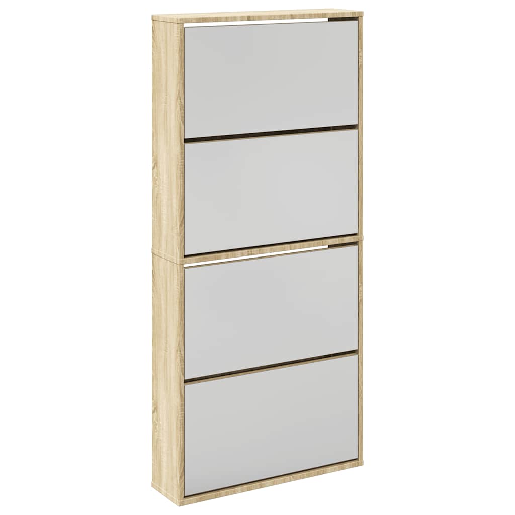 Vidaxl schoenenkast met 4 spiegels 63x17x134 cm eikenhout
