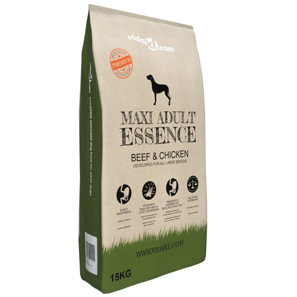 Vidaxl premium hondenvoer droog maxi adult essence beef chicken 15kg