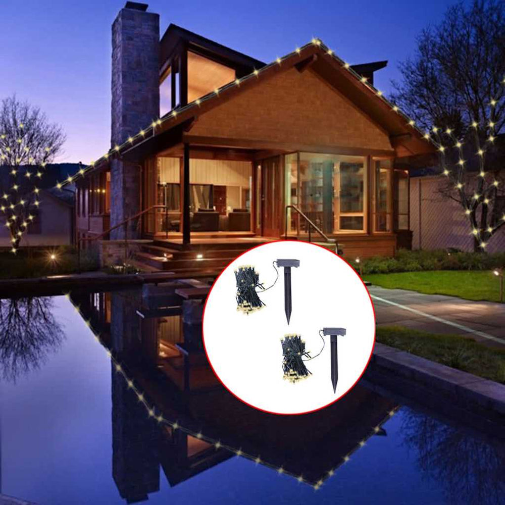 Vidaxl lichtslingers solar led warmwit 2 st