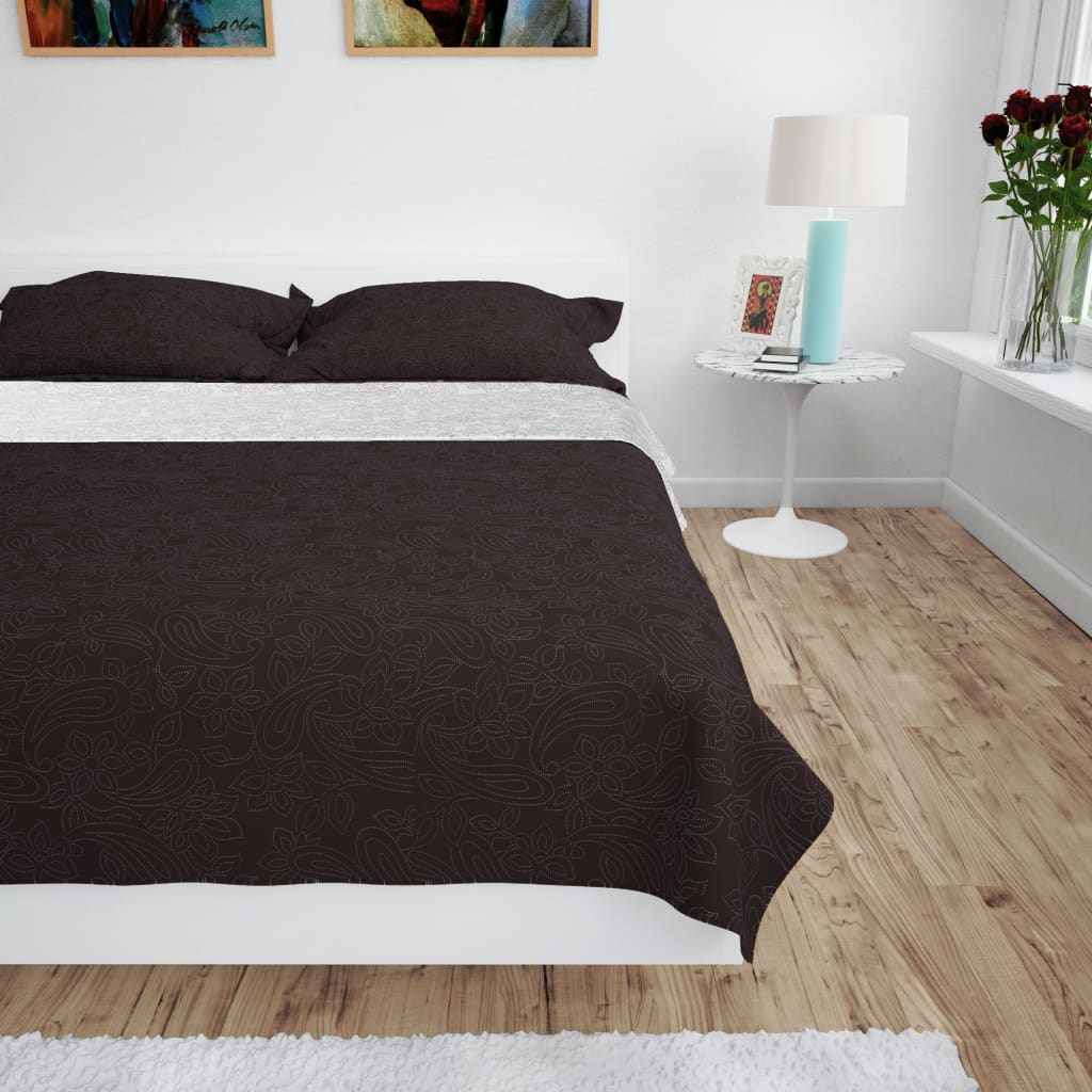 Vidaxl bedsprei dubbelzijdig 230x260 cm dekbed crème en bruin