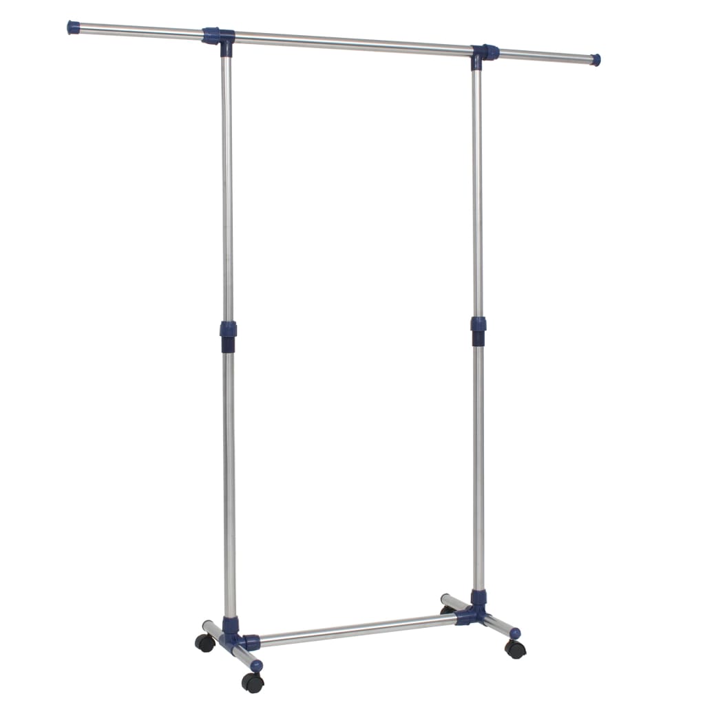 Vidaxl kledingrek verstelbaar 165x44x150 cm roestvrij staal zilver