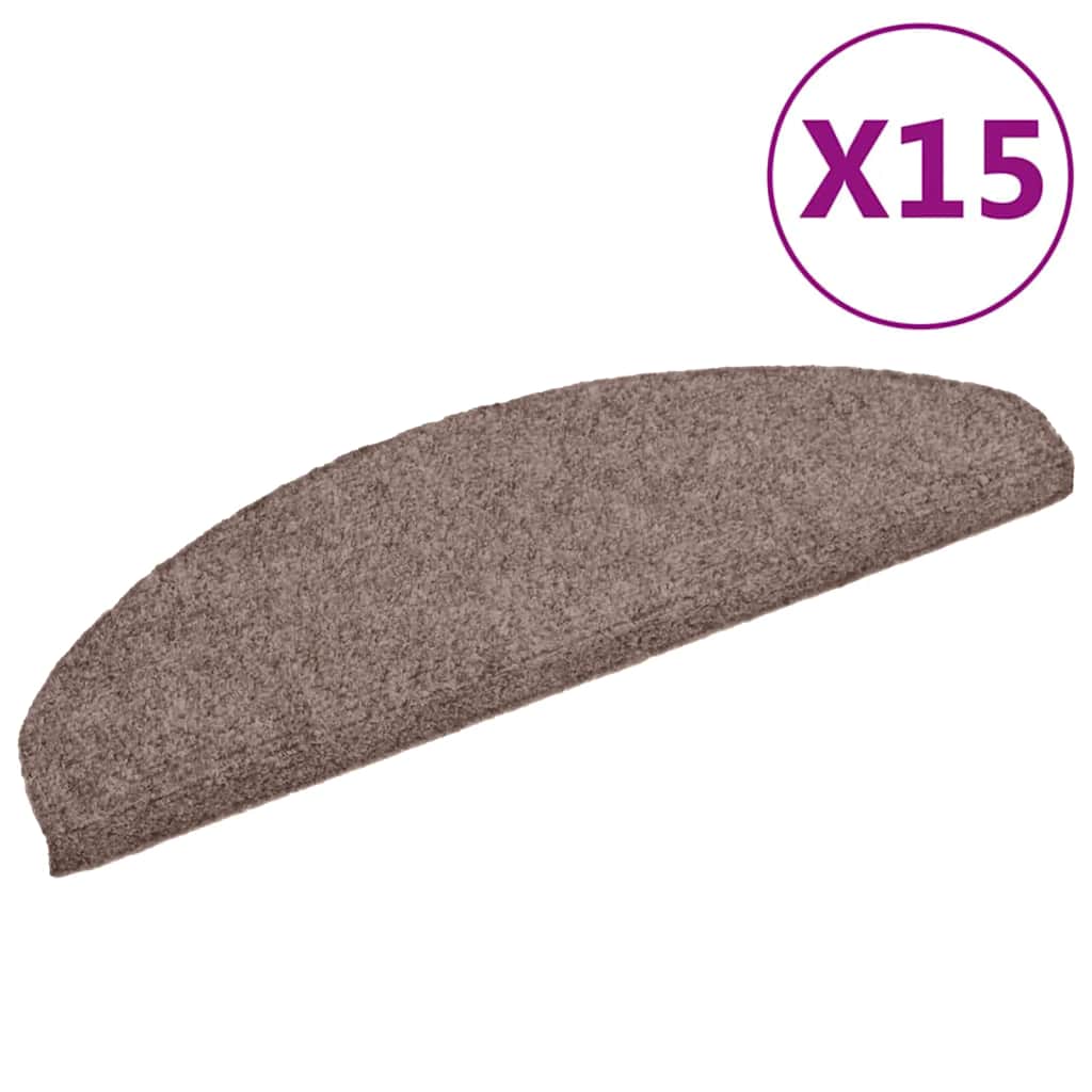 Vidaxl trapmatten zelfklevend 15 stuks 65x21x4 cm lichtbruin halfrond groot