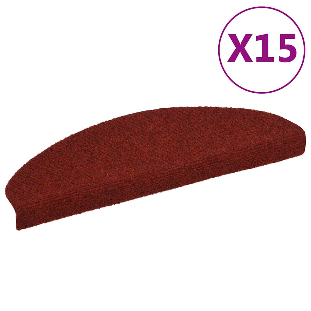 Vidaxl trapmatten zelfklevend 15 stuks 65x21x4 cm bordeaux rood halfrond groot