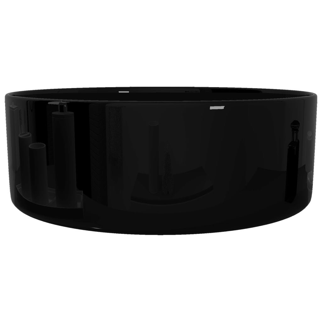 Vidaxl wastafel rond 40x15 cm keramiek zwart