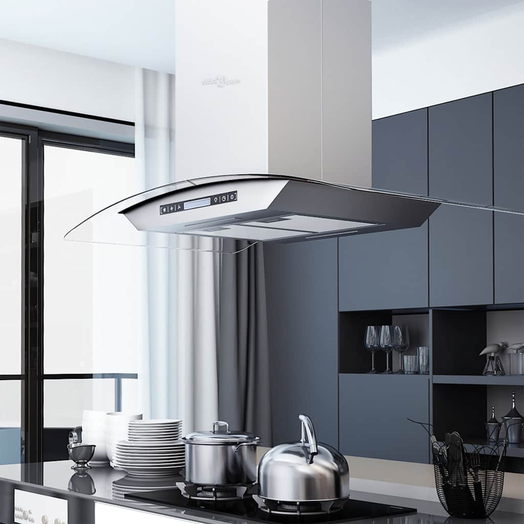 Vidaxl eilandafzuigkap lcd-scherm sensor 756 m³ u led 90 cm