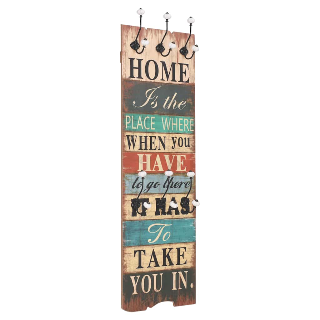 Vidaxl wandkapstok met 6 haken huis is 120x40 cm