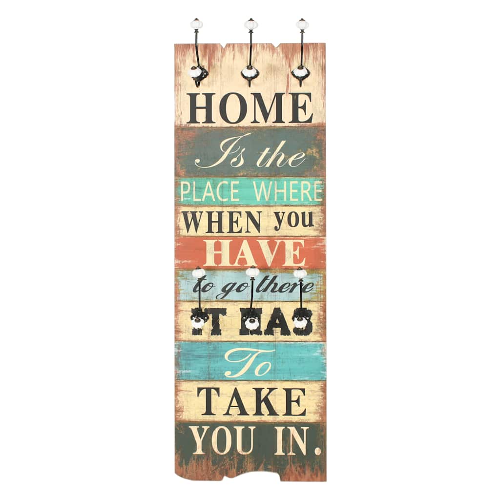 Vidaxl wandkapstok met 6 haken huis is 120x40 cm