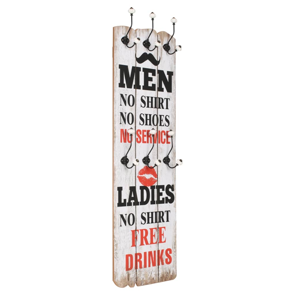 Vidaxl wandkapstok met 6 haken heren dames 120x40 cm