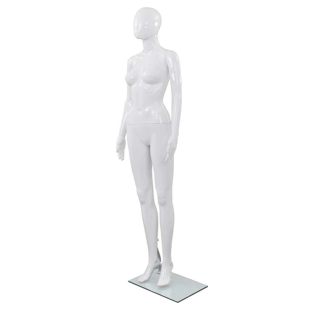 Vidaxl etalagepop met glazen voet 175 cm glanzend wit