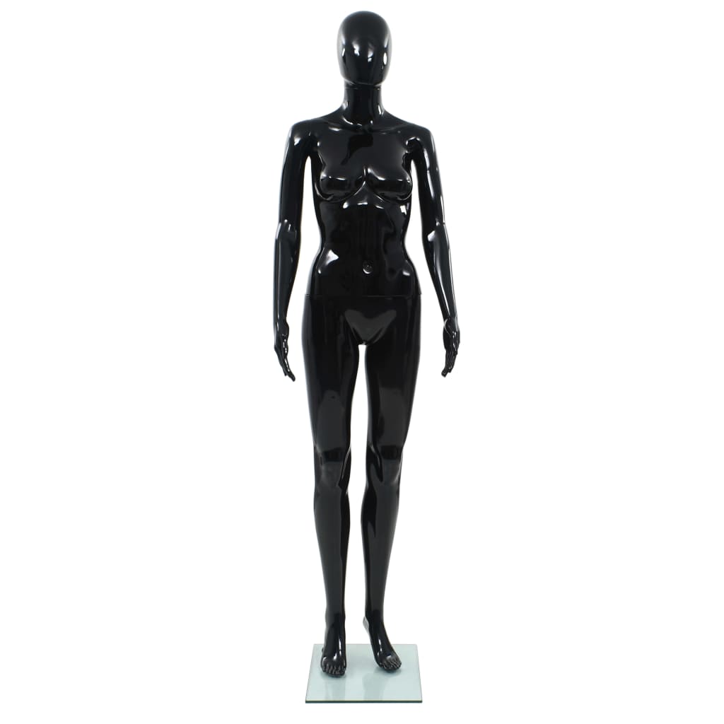 Vidaxl etalagepop met glazen voet 175 cm glanzend zwart