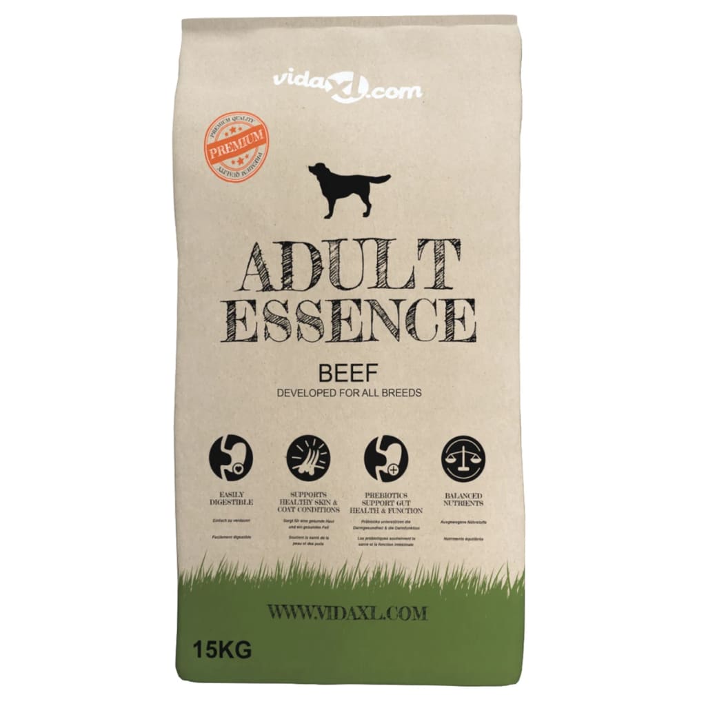 VidaXL Premium hondenvoer droog Adult Essence Rundvlees 30 kg 2 st