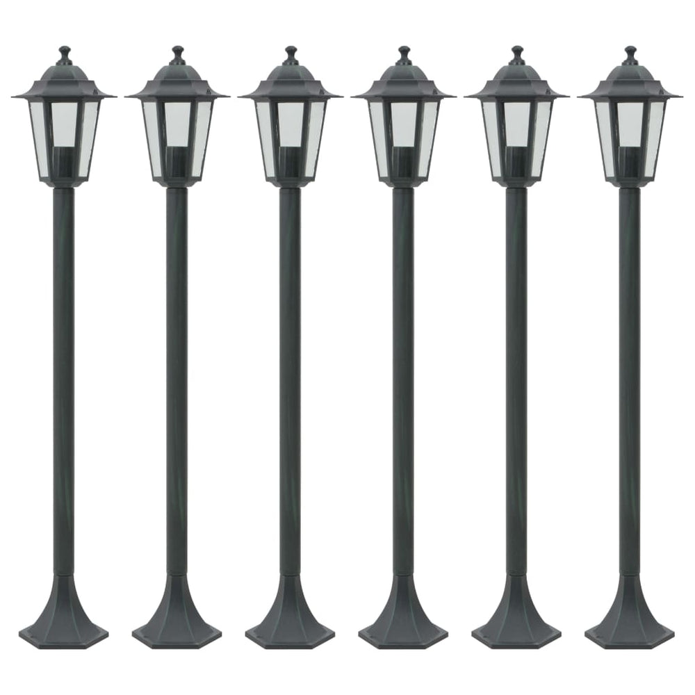 Vidaxl paalverlichting voor tuin e27 110 cm aluminium donkergroen 6 st