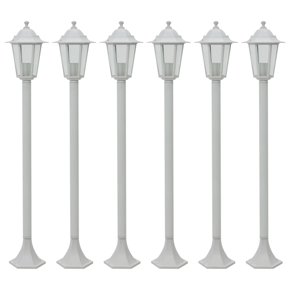 Vidaxl paalverlichting voor tuin e27 110 cm aluminium wit 6 st