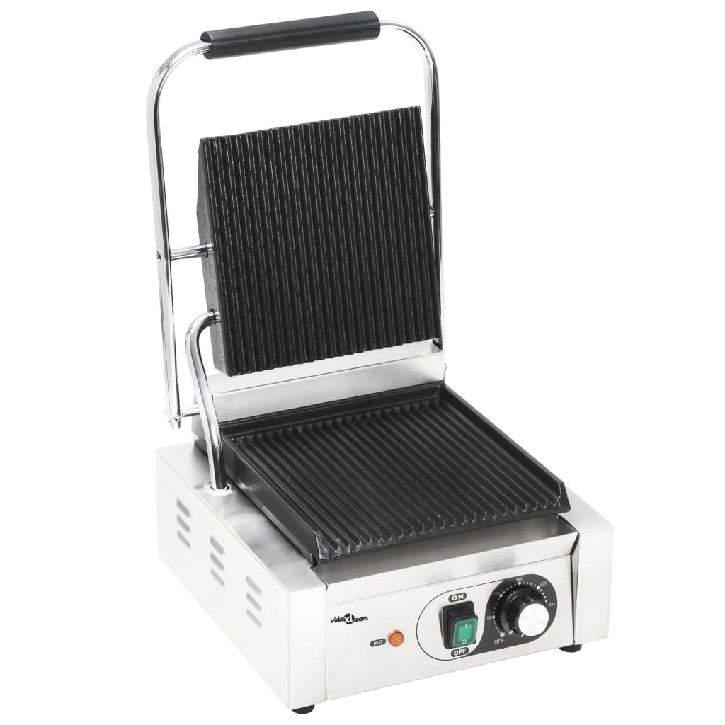 Vidaxl paninigrill gegroefd 1800 b 31x30,5x20 cm roestvrij staal