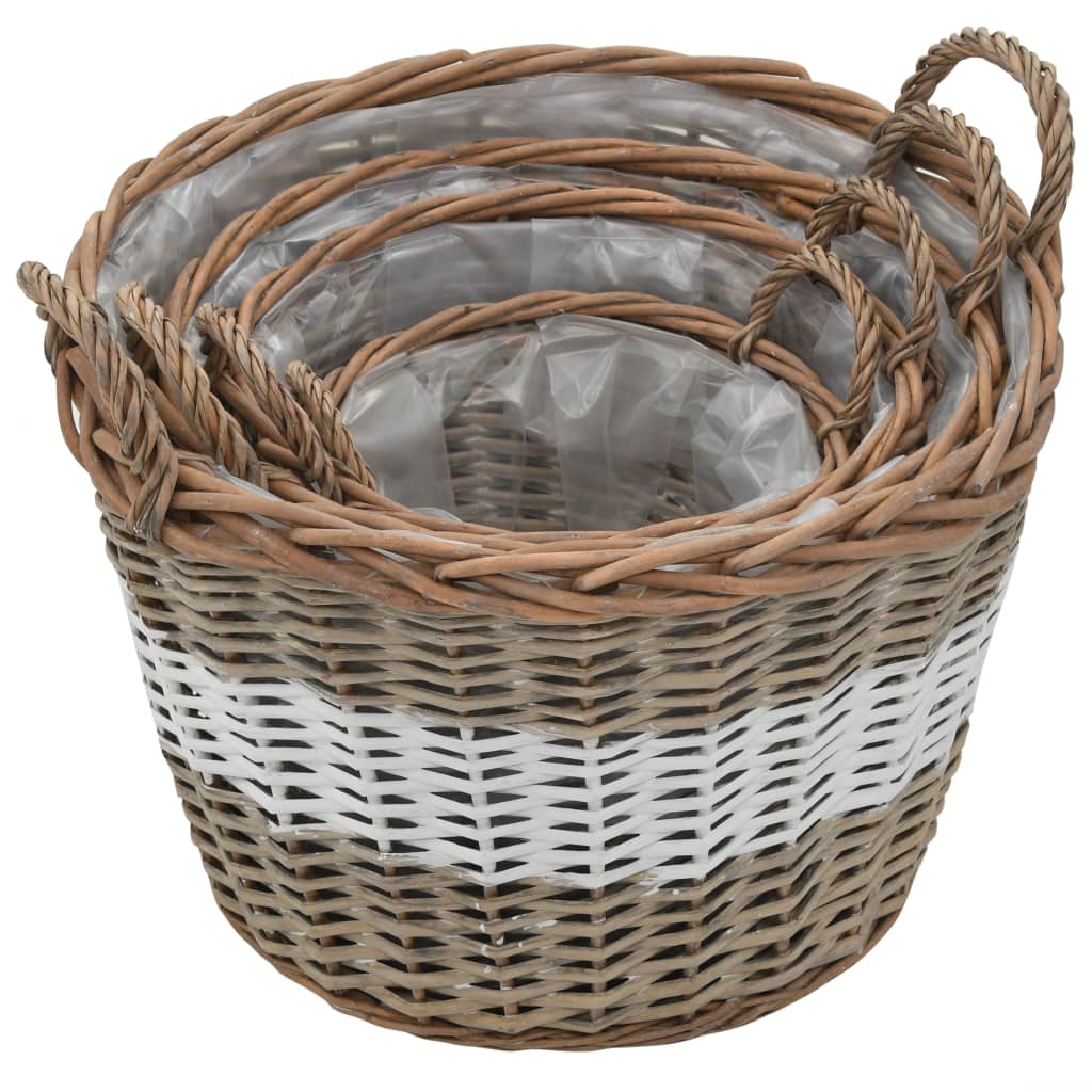 Vidaxl plantenbakken gebogen 4 st wicker met pe-voering