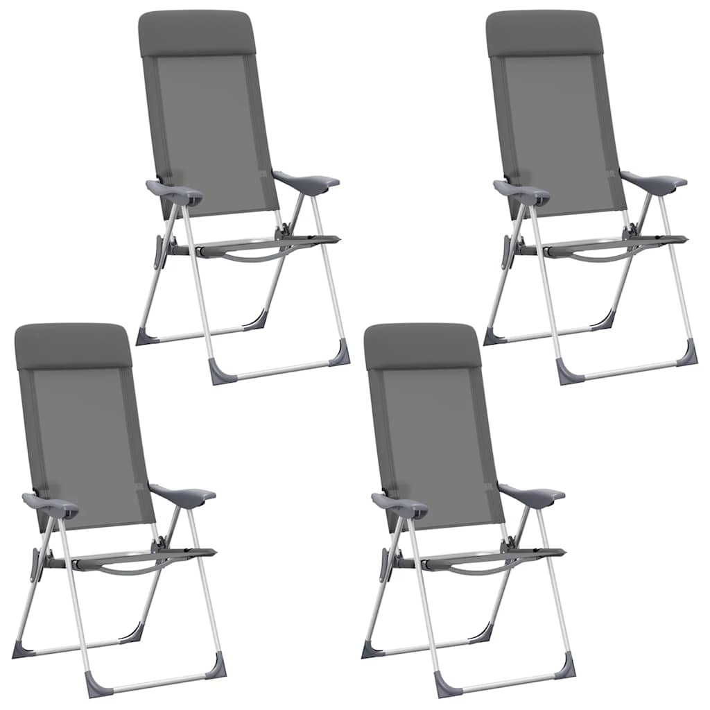 Vidaxl campingstoelen 4 st inklapbaar aluminium grijs