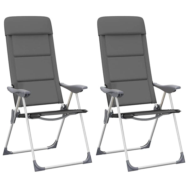 Vidaxl campingstoelen 58x69x111 cm aluminium grijs 2 st