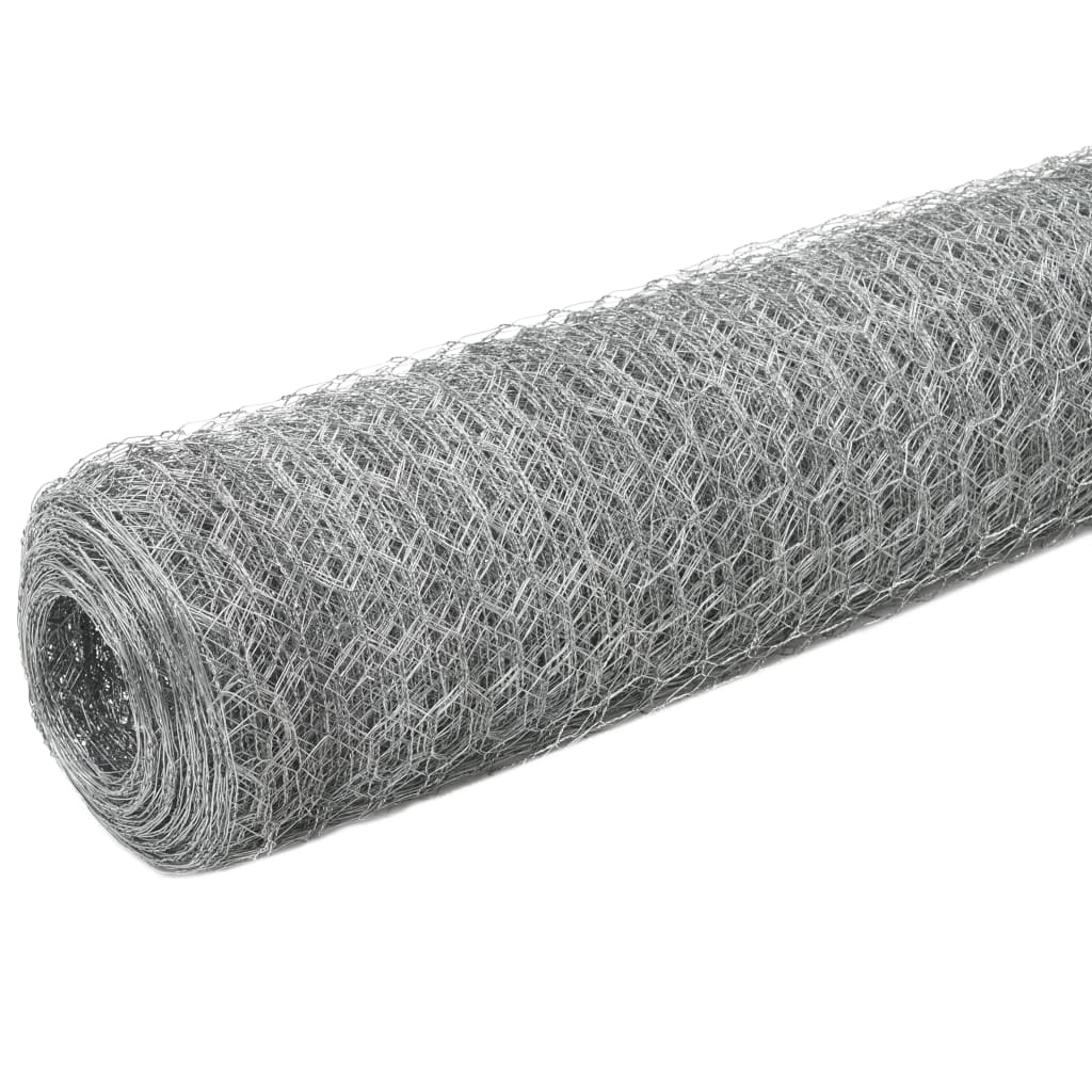 Vidaxl kippengaas 25x1,5m gegalvaniseerd staal zilverkleurig