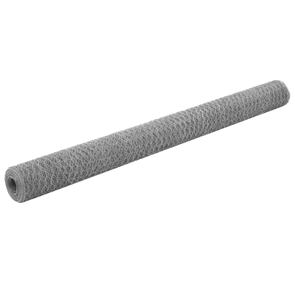 Vidaxl kippengaas 25x1,5m gegalvaniseerd staal zilverkleurig