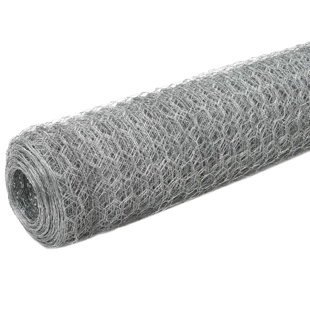 Vidaxl kippengaas 25x1,5m gegalvaniseerd staal zilverkleurig