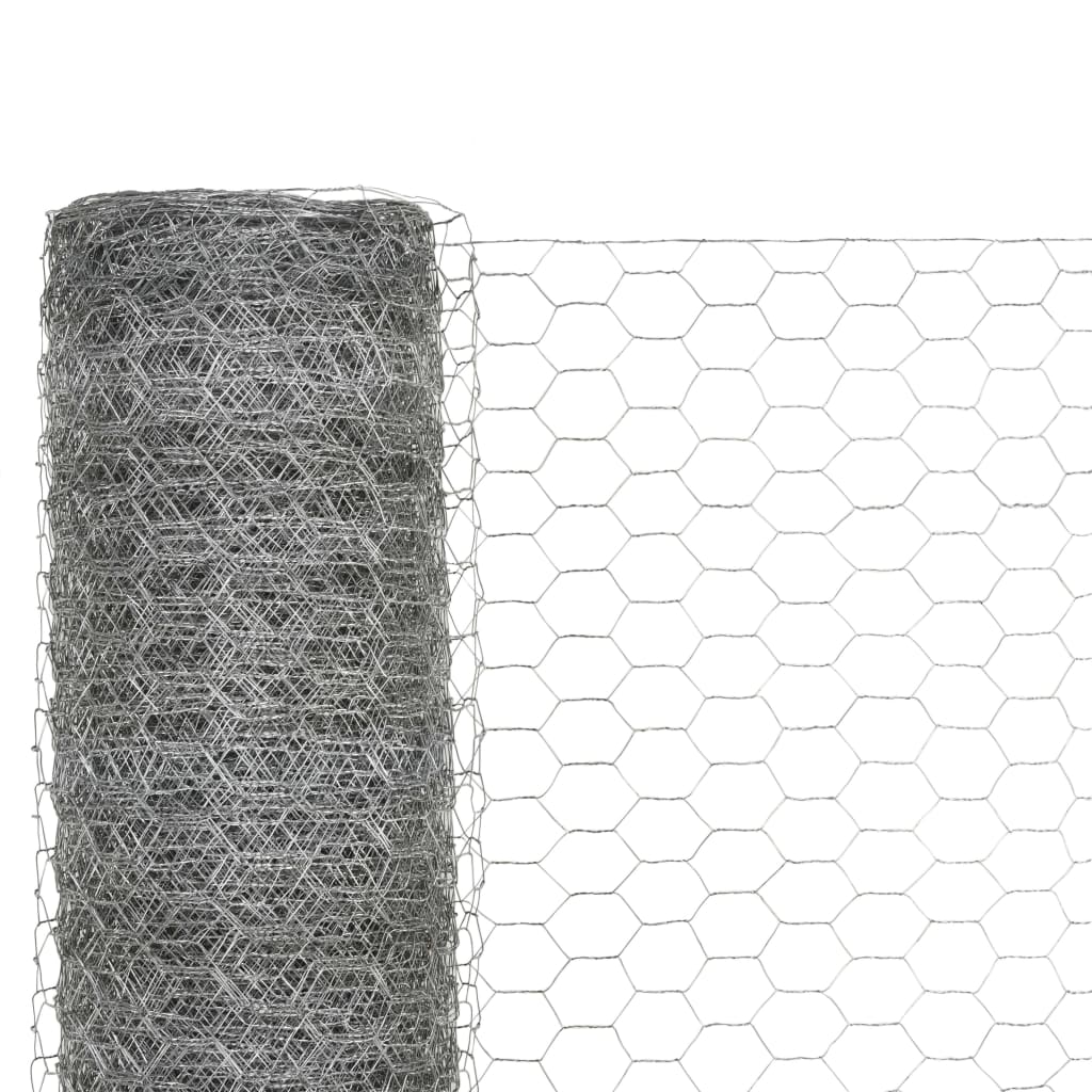 Vidaxl kippengaas 25x1,5m gegalvaniseerd staal zilverkleurig