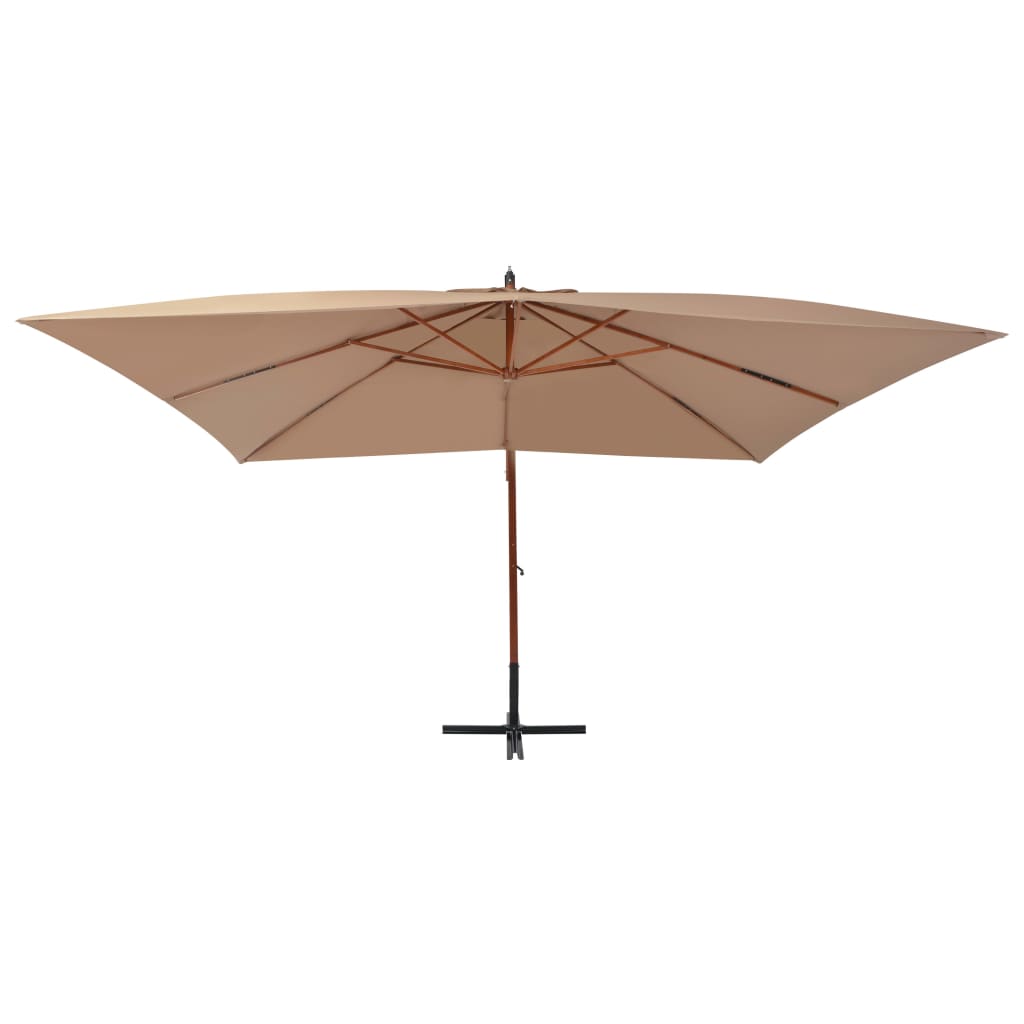 Vidaxl zweefparasol met houten paal 400x300 cm taupe