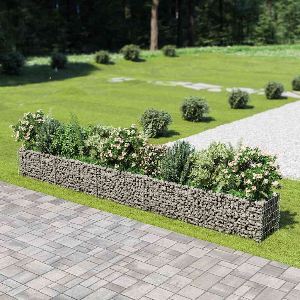 Vidaxl schanskorf plantenbak gebogen 450x50x50 cm gegalvaniseerd staal