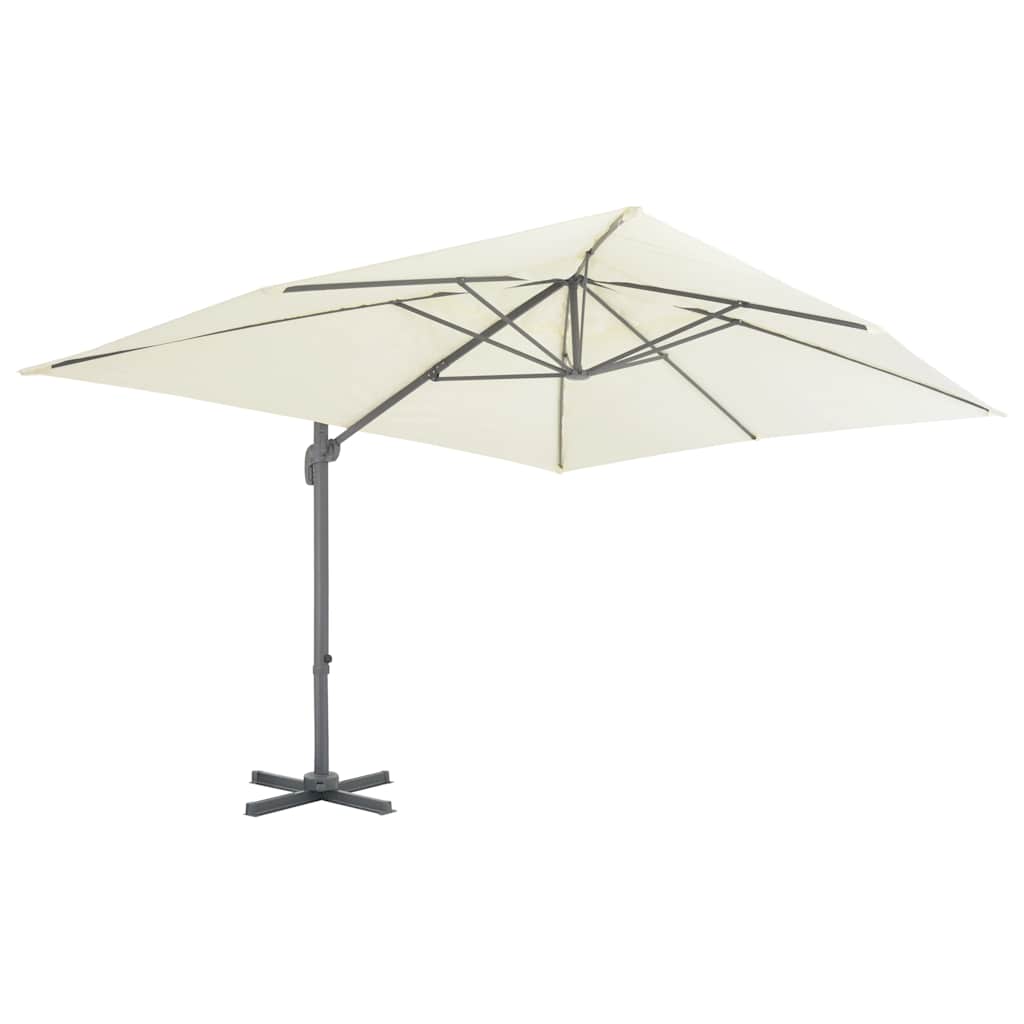 Vidaxl zwevende parasol met aluminium paal 400x300 cm zand