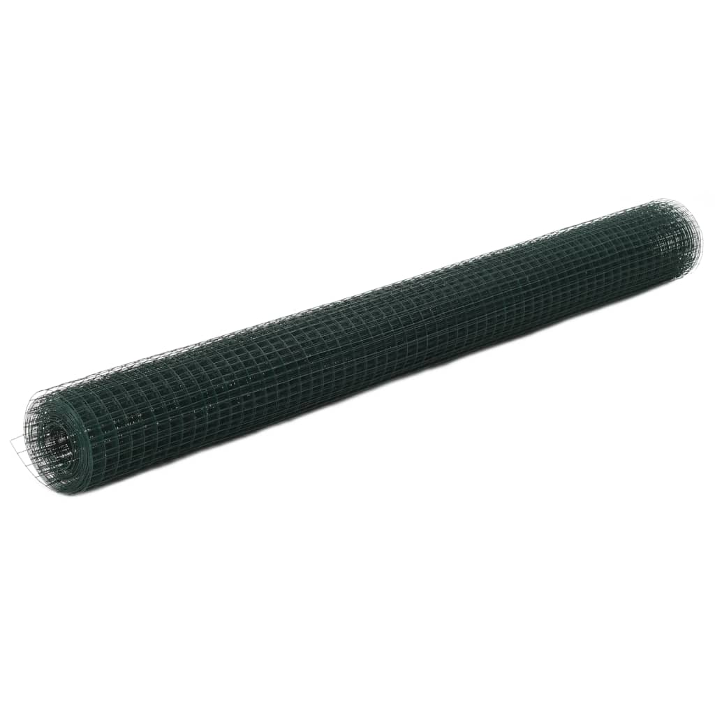 VidaXL Kippengaas 25x1,5m staal met PVC coating groen