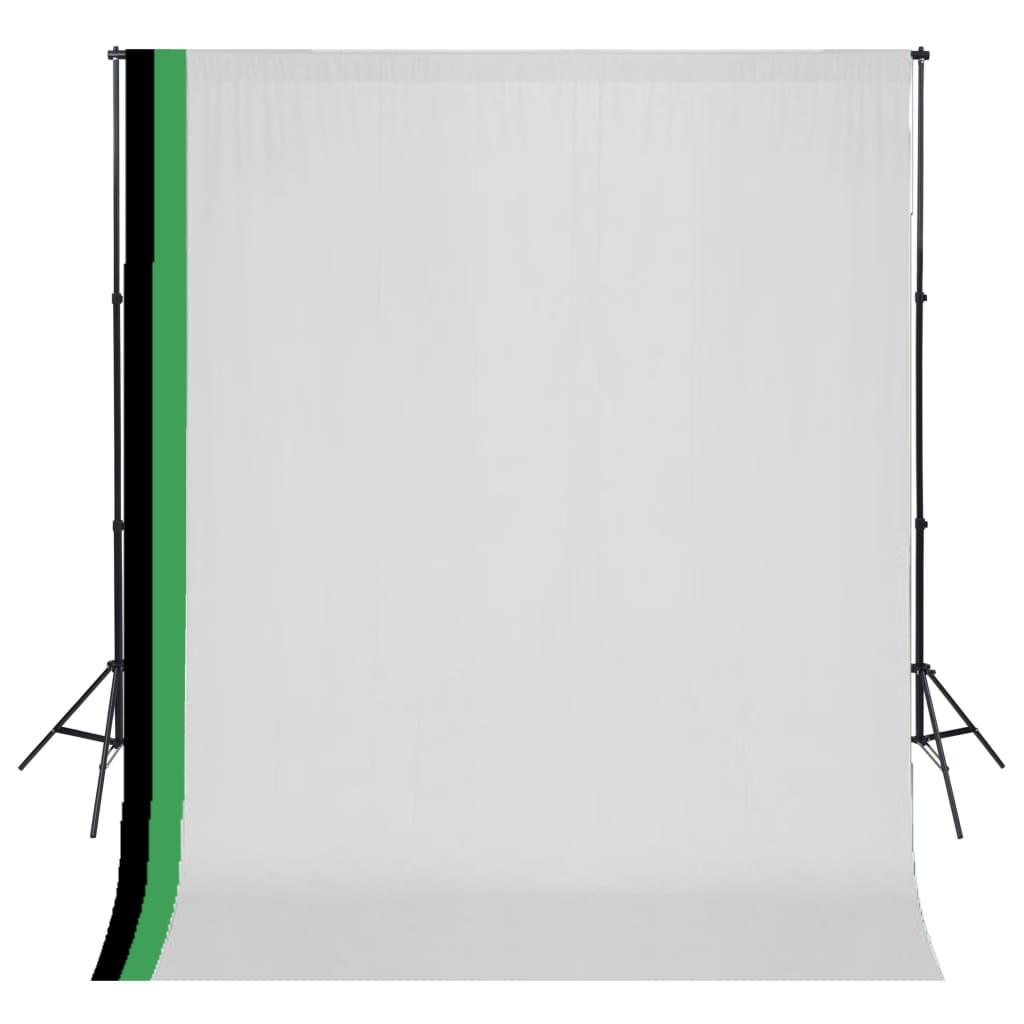 VidaXL Fotostudioset met 3 katoenen achtergronden en lijst 3x3m