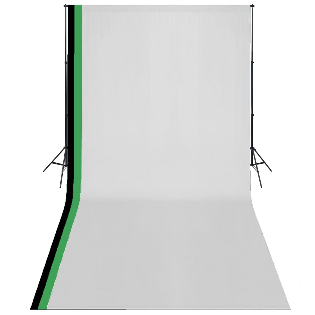 VidaXL Fotostudioset met 3 katoenen achtergronden en lijst 3x6m