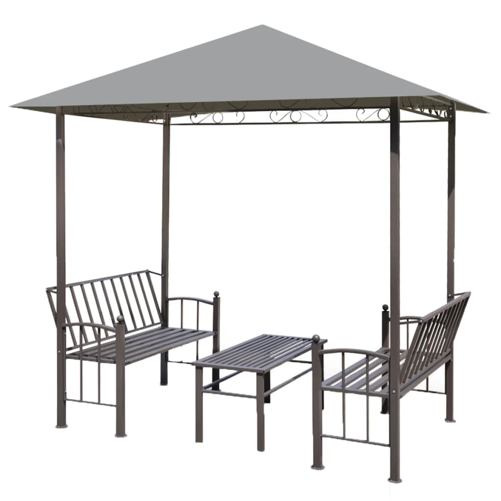 VidaXL Tuinpaviljoen met tafel en bankjes 2,5x1,5x2,4m antraciet