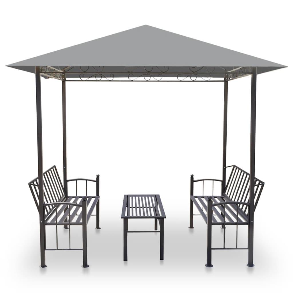 VidaXL Tuinpaviljoen met tafel en bankjes 2,5x1,5x2,4m antraciet