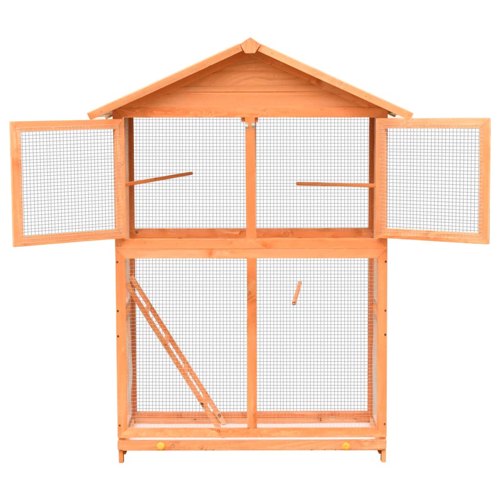 Vidaxl vogelkooi 125,5x59,5x164 cm massief grenen- en vurenhout