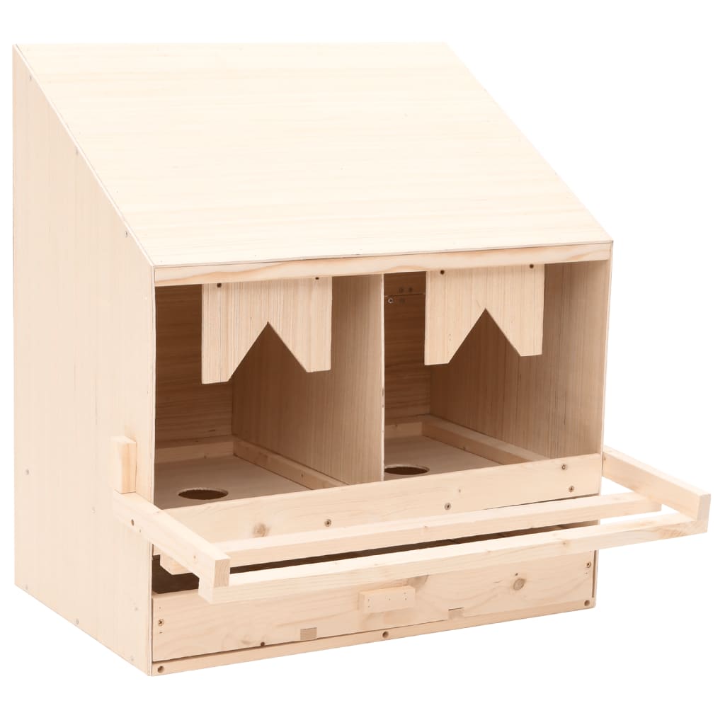 Vidaxl kippenlegkast 2 compartimenten 63x40x65 cm massief groenenhout