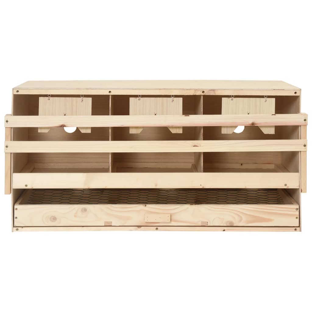 Vidaxl kippenlegkast 3 compartimenten 72x33x38 cm massief groenenhout
