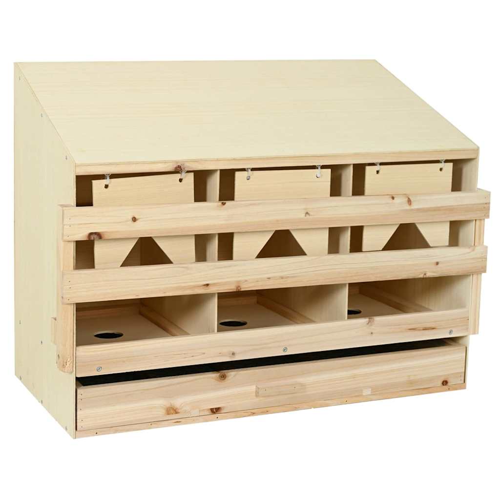 Vidaxl kippenlegkast 3 compartimenten 93x40x65 cm massief grenenhout